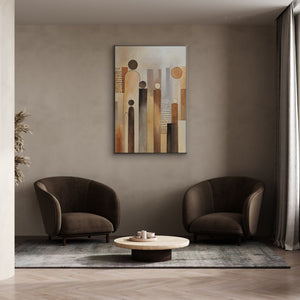 Tableau abstrait sur toile « Cité des figures » – Tableau moderne pour le salon