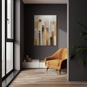 Tableau abstrait sur toile « Cité des figures » – Tableau moderne pour le salon