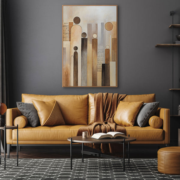 Tableau abstrait sur toile « Cité des figures » – Tableau moderne pour le salon