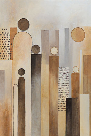 Tableau abstrait sur toile « Cité des figures » – Tableau moderne pour le salon