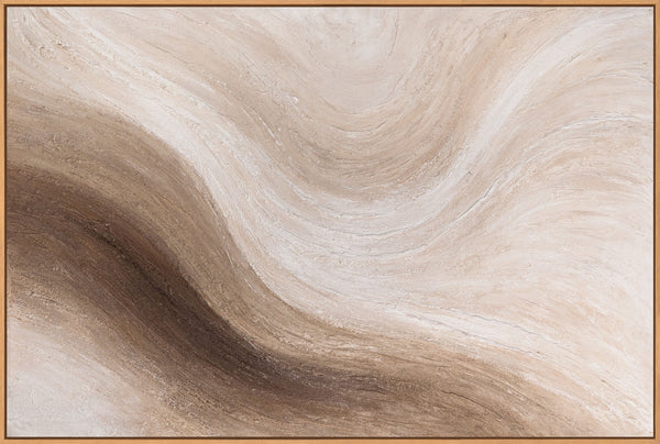 Abstraktes strukturiertes Wandbild in Beige und Sand, minimalistisches Leinwandbild