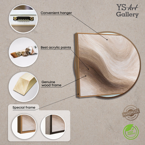 Abstraktes Gemälde im Rahmen für Wohnzimmer in Beigetönen „Wüstes Flüstern“