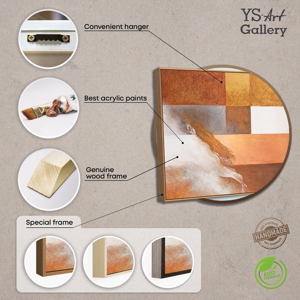 Abstraktes Leinwandbild im Rahmen „Harmonie der Formen“ in warmen Tönen