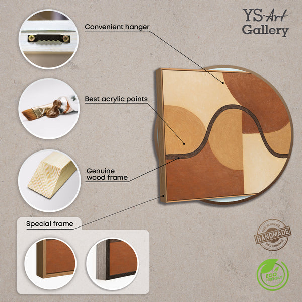 Peinture géométrique abstraite peinte à la main « Entrelacement de formes », encadrée