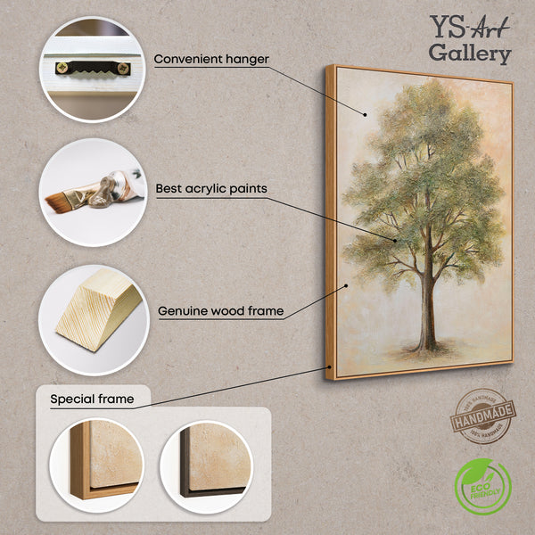 Peinture acrylique peinte à la main « Arbre de la contemplation » – décoration murale à motif d'arbre