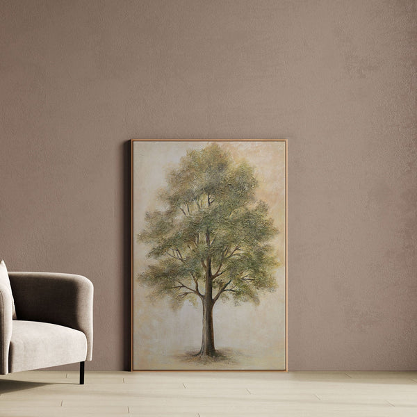 Peinture acrylique peinte à la main « Arbre de la contemplation » – décoration murale à motif d'arbre