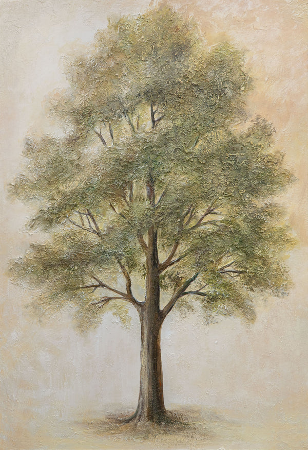 Peinture acrylique peinte à la main « Arbre de la contemplation » – décoration murale à motif d'arbre