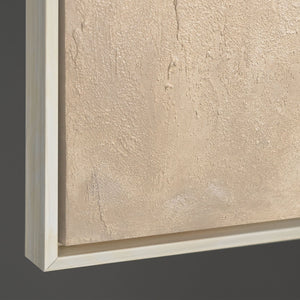 Tableau abstrait sur toile « Soleil de sable » aux tons beiges chauds - peinture moderne avec cadre