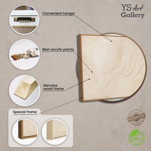 Tableau abstrait sur toile « Soleil de sable » aux tons beiges chauds - peinture moderne avec cadre
