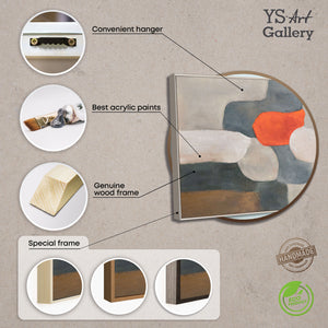 Abstraktes Wandbild in Grau und Orange, moderne Kunst auf Leinwand