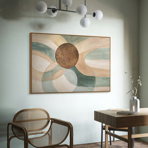 Peinture abstraite apaisante encadrée « Cycle de la vie » sur toile