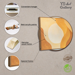 Œuvre abstraite apaisante sur toile encadrée, avec une lumière douce intitulée « Étreinte de l'aube ».