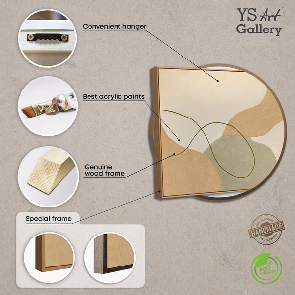 Art abstrait sur toile encadrée aux lignes douces « Entrelacement »