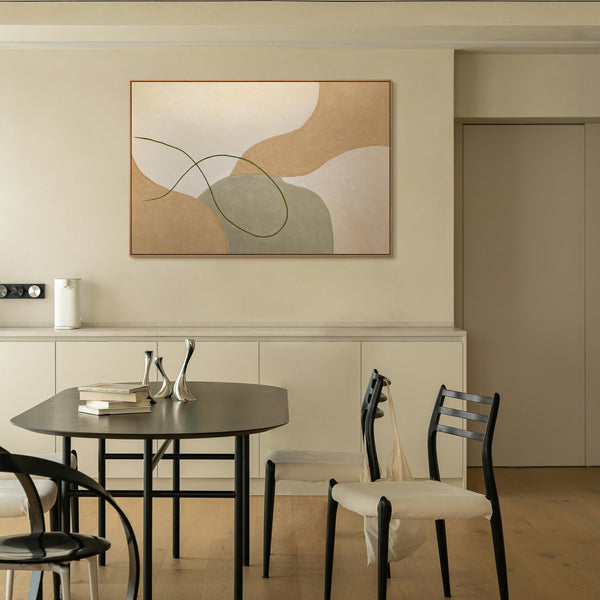 Art abstrait sur toile encadrée aux lignes douces « Entrelacement »