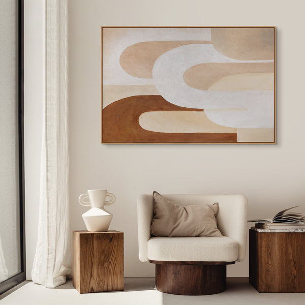 Peintures modernes sur toile encadrées, à la structure fluide, intitulées « Souffle de l'architecture ».