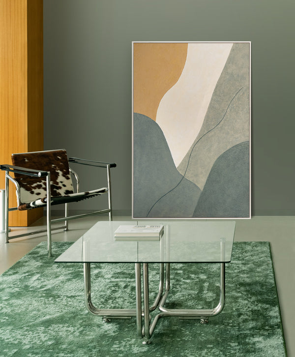 Tableau abstrait acrylique encadré « Ligne éternelle » – Décoration murale moderne aux couleurs naturelles