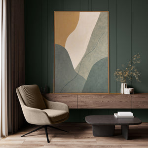 Tableau abstrait acrylique encadré « Ligne éternelle » – Décoration murale moderne aux couleurs naturelles