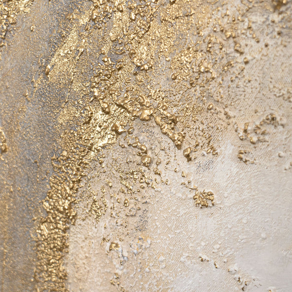 Peinture à la main sur toile « Aura dorée » – Peintures abstraites avec cadre