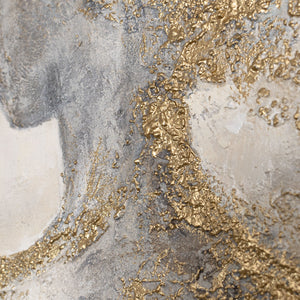 Peinture à la main sur toile « Aura dorée » – Peintures abstraites avec cadre