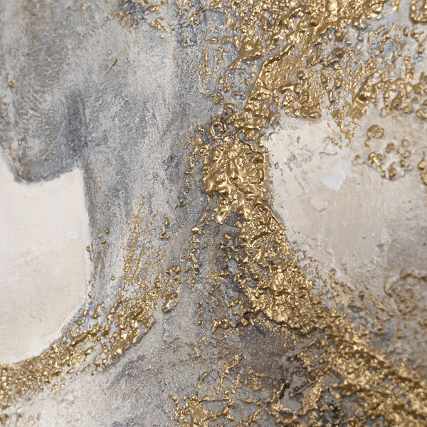 Peinture à la main sur toile « Aura dorée » – Peintures abstraites avec cadre