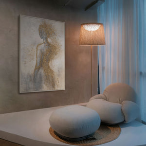 Peinture à la main sur toile « Aura dorée » – Peintures abstraites avec cadre