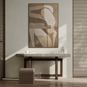 Tableau sur toile encadré « Tendresse abstraite » – Peinture acrylique structurée avec figure