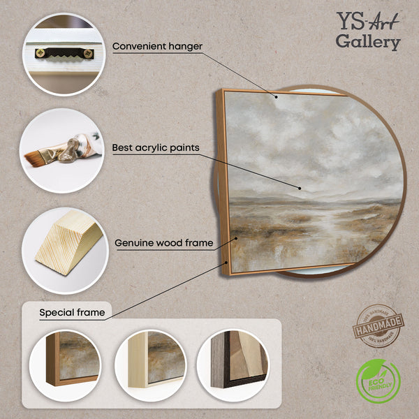 Toile encadrée « Souffle de la steppe » – Paysage peint à la main dans des tons naturels