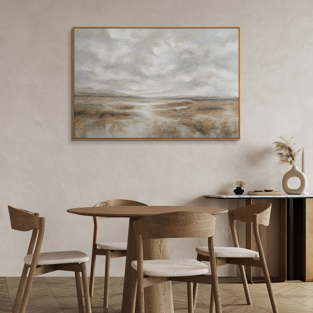 Toile encadrée « Souffle de la steppe » – Paysage peint à la main dans des tons naturels