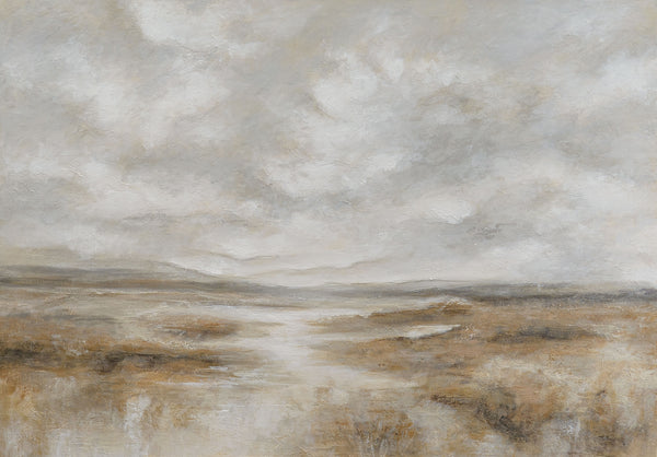 Toile encadrée « Souffle de la steppe » – Paysage peint à la main dans des tons naturels