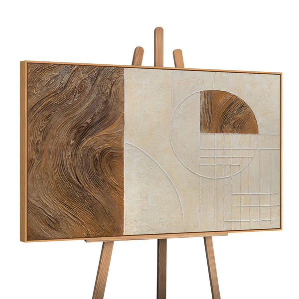 Tableau abstrait « Lignes et cercles » – Décoration murale géométrique avec cadre