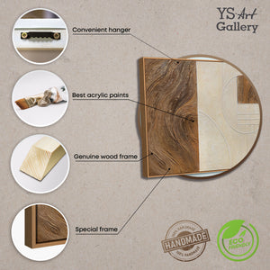 Tableau abstrait « Lignes et cercles » – Décoration murale géométrique avec cadre