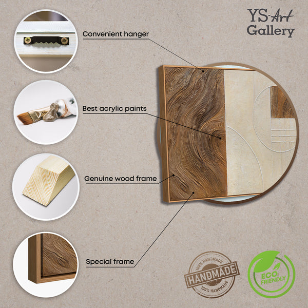 Tableau abstrait « Lignes et cercles » – Décoration murale géométrique avec cadre