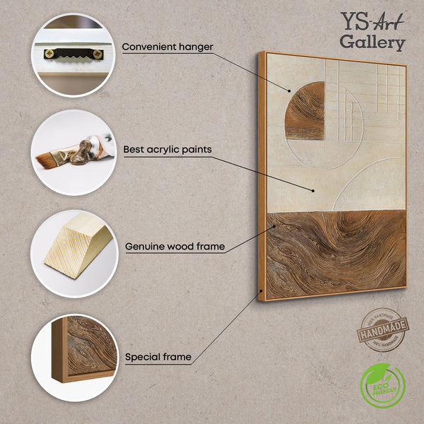 Peintures abstraites structurées et géométriques dans le cadre « Lignes et Cercles »