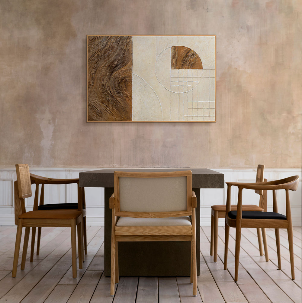 Tableau abstrait « Lignes et cercles » – Décoration murale géométrique avec cadre