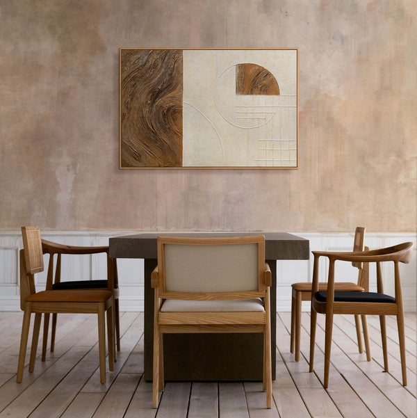 Tableau abstrait « Lignes et cercles » – Décoration murale géométrique avec cadre