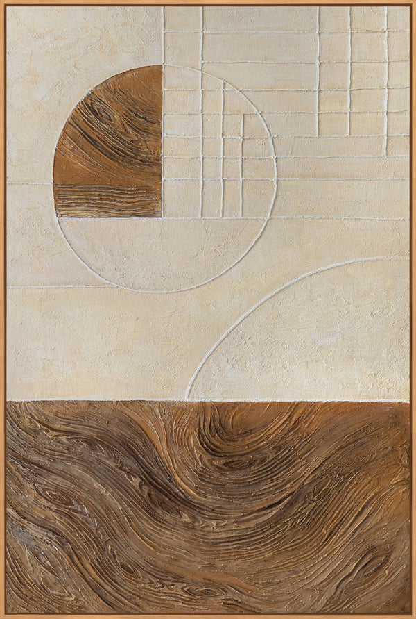 Peintures abstraites structurées et géométriques dans le cadre « Lignes et Cercles »