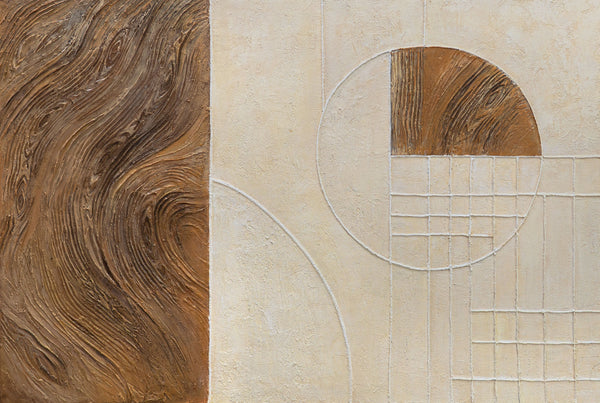 Tableau abstrait « Lignes et cercles » – Décoration murale géométrique avec cadre