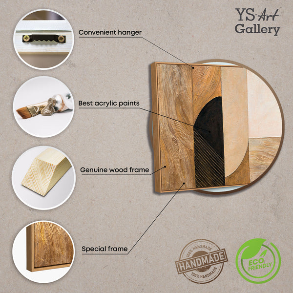 Tableau acrylique peint à la main avec cadre « Ornements naturels » – Décoration murale moderne