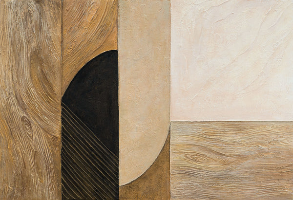 Tableau acrylique peint à la main avec cadre « Ornements naturels » – Décoration murale moderne