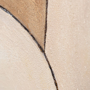 Peinture acrylique ronde « Ornements du temps » – Art abstrait et structurel aux tons terreux