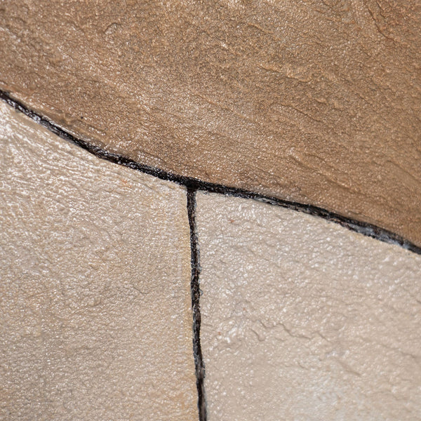 Peinture acrylique ronde « Ornements du temps » – Art abstrait et structurel aux tons terreux