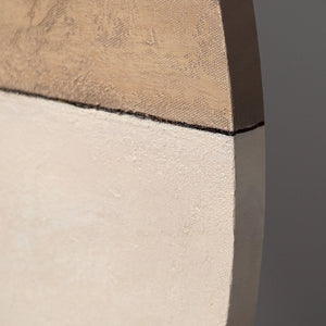 Peinture acrylique ronde « Ornements du temps » – Art abstrait et structurel aux tons terreux