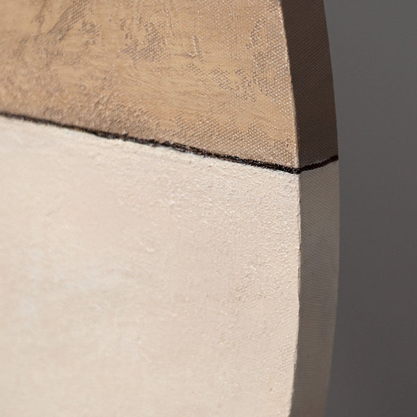 Peinture acrylique ronde « Ornements du temps » – Art abstrait et structurel aux tons terreux