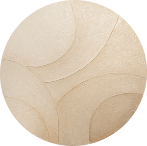Tableau abstrait rond « Ornements du vent » – Décoration murale beige