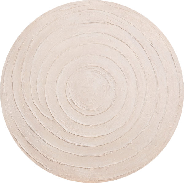 Tableau abstrait rond à l'acrylique « Rythme circulaire » - décoration murale aux tons naturels
