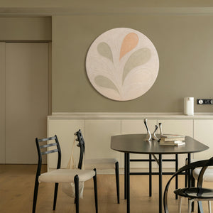 Toile ronde imprimée « Motifs délicats » – Art mural abstrait aux tons pastel