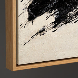 Impression sur toile encadrée « Le pouvoir du coup de pinceau » – Art abstrait peint à la main en noir et beige
