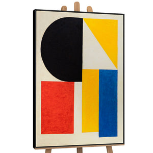 Peinture acrylique moderne encadrée « Contrastes » – Formes géométriques abstraites sur toile