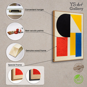 Peinture acrylique moderne encadrée « Contrastes » – Formes géométriques abstraites sur toile