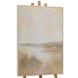 Tableau moderne encadré « Matin brumeux » – peinture acrylique texturée sur toile